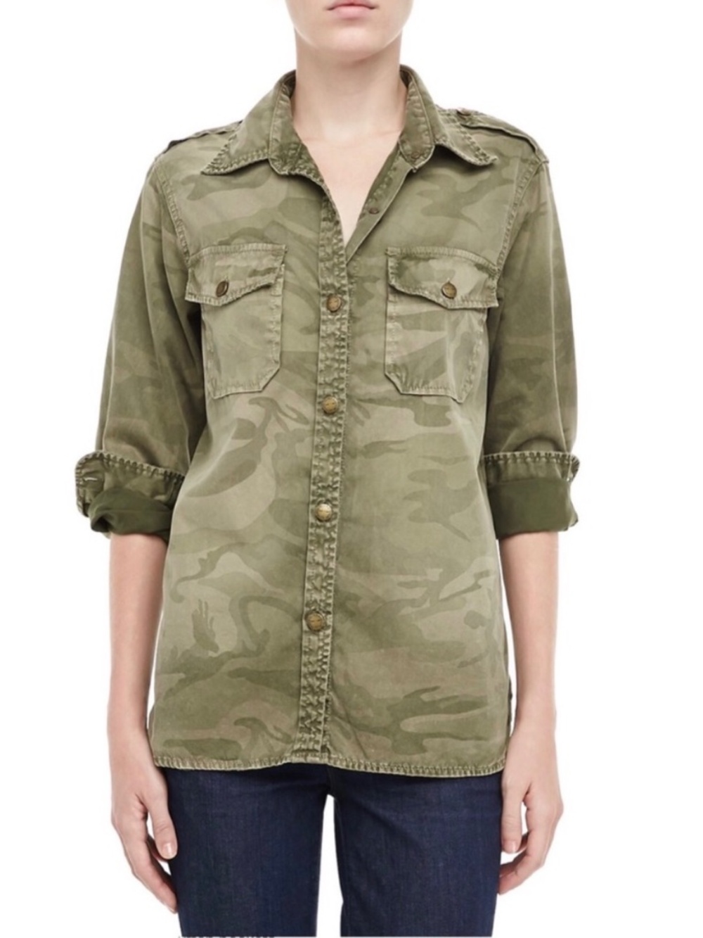 CURRENT/ELLIOTT The Perfect Shirt Army Camo Jacket